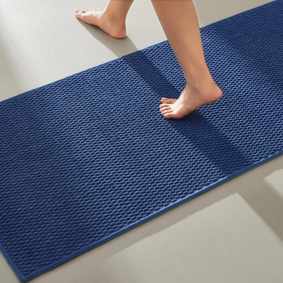 DEA Bathroom Runner Rugs, Long Bath Mat Runner Washable Thin Quick Dry Low Pile Bathroom Runner Rugs Non Slip, Navy Blue 24"x70"