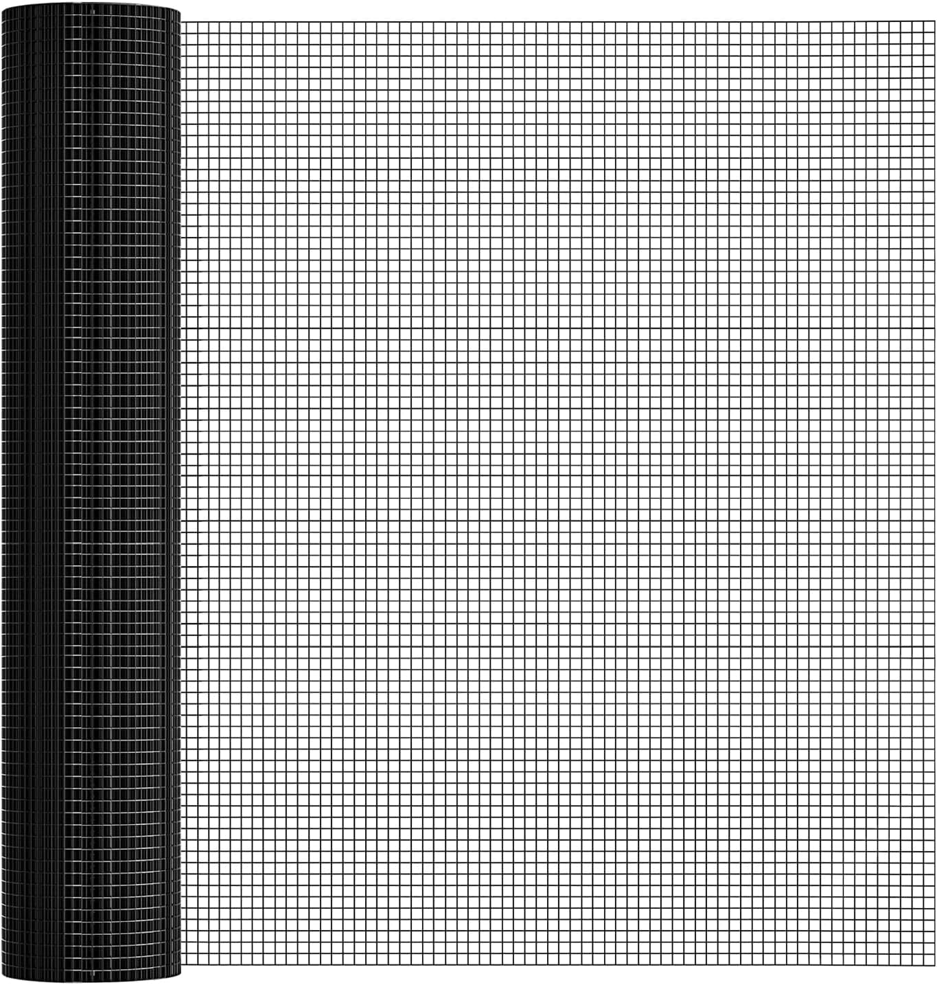 DEA Black 19 Gauge 1/2 Inch Hardware Cloth - Vinyl Coated Welded Wire Mesh Roll - Duty Rust Proof Fencing for Gardens, Poultry Animal Netting Cage Screen (Black 1/2 16inx10Ft)