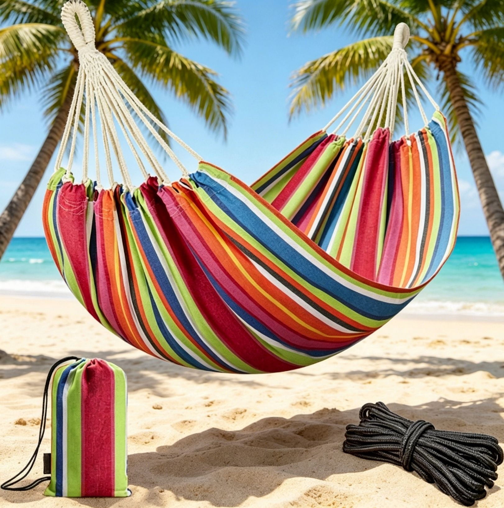 Hamak Ropes DEA Brazilian Hammock for Single Person, Large 74x38.5” for Patio ...