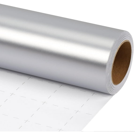 DEA Silver Wrapping Paper, Solid Color Matte Metal Gift Paper Jumbo Roll - 30 Inch x 33 Feet, Gift Wrapping Paper for Christmas, Valentine's Day, Wedding, Birthday