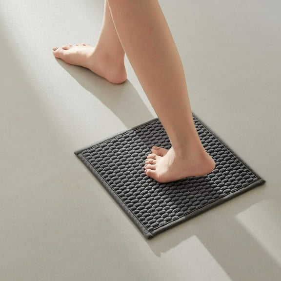DEA Small Bathroom Rugs, Non Slip Washable Bath Rugs Super Absorbent Bathroom Rug Thin Quick Dry Low Pile Bath Mats, Dark Grey 12"x12"
