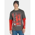 thumbnail image 1 of Deadpool, Men's & Big Men's Long Sleeve Graphic Tee Shirt and Beanie Hat Set, Sizes XS-3XL, 1 of 5