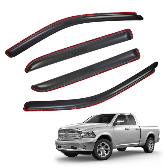 DEAL AUTO ELECTRIC PARTS 4pcs in-Channel Rain Guards for 09-18 Dodge Ram 1500 Crew Cab Window Visors For 19-24 Ram 1500 Classic Crew Cab, 10-25 Ram 2500 & 3500 Crew & Mega Cab, Smoke Tint