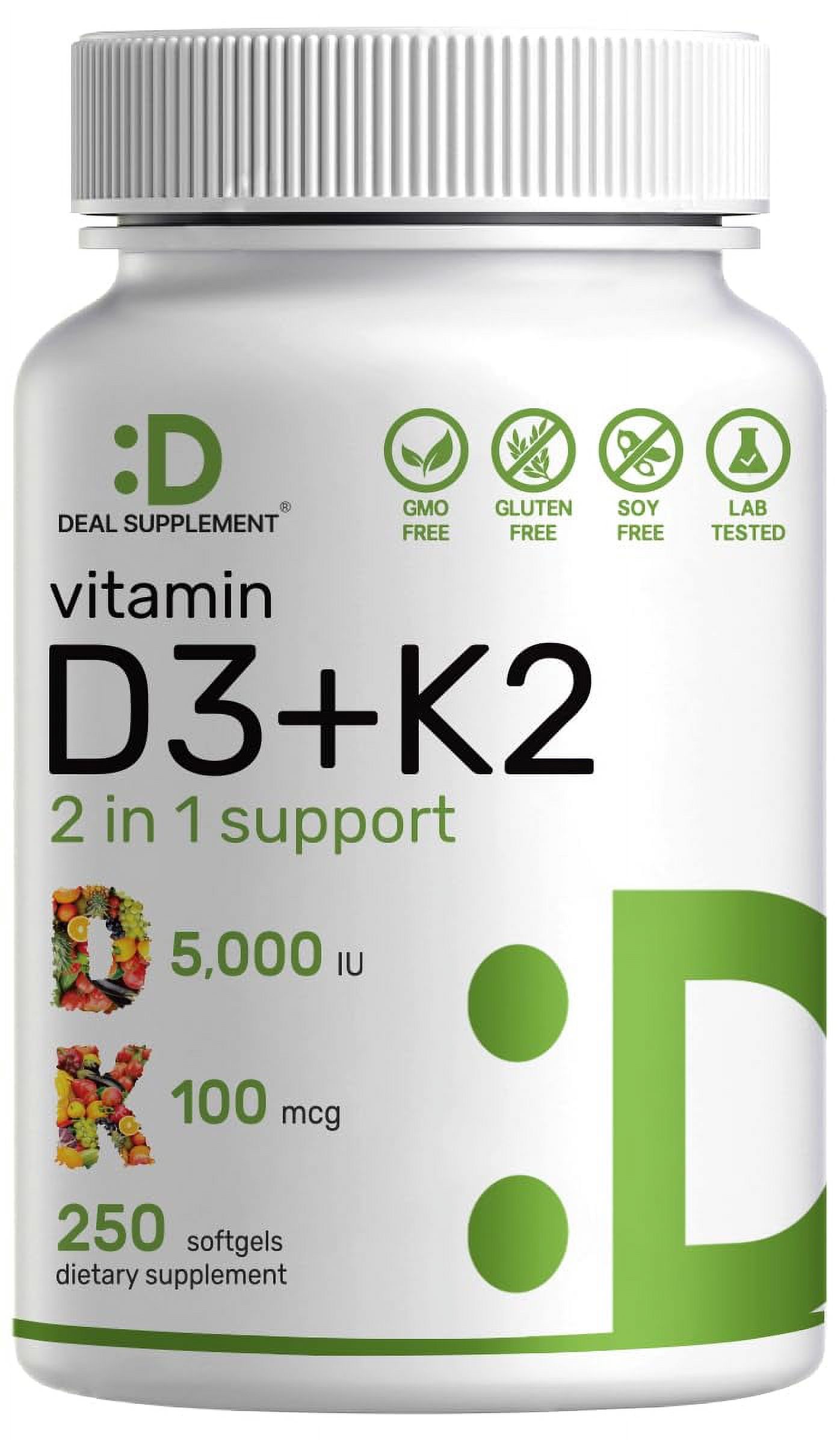 DEAL SUPPLEMENT Vitamin D3 K2 Softgel, 21 Complex, Vitamin D3 5000 IU