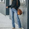 thumbnail image 1 of Black*Friday Womens Clothing Clearance under $5 GaThRRgYP Women's Jeans Under $20,Women's Solid Color Casual Large Pocket High Waist Versatile Straight Tube Loose Wide Leg Denim Pants, 1 of 9