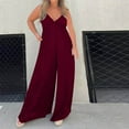 thumbnail image 1 of GaThRRgYP Ladies Wide Leg Jeans,Women's Spring/Summer Solid Color Lace Lace-Up Plus Size Jumpsuit Pants, 1 of 6