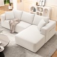 thumbnail image 1 of DEALTOPS 104'' Modular L-Shape Sectional Sofa with Chaise, Comfy Deep-Seat Cloud-Couch, Corduroy - White, 1 of 9