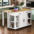 thumbnail image 1 of DEALTOPS 47.2'' Kitchen Island Cart with Extendable Table and Open Spaces, Kitchen Storage Cart with Adjustable Shelves, White, 1 of 10