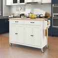 thumbnail image 1 of DEALTOPS 54.3" Kitchen Island Cart on Wheels, Kitchen Islands with Storage 4 Door Cabinet & Adjustable Shelves &Towel rack & 2 Drawers Storage Solid wood top-White, 1 of 14
