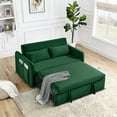 thumbnail image 1 of DEALTOPS 55" Modern Pull Out Loveseat Sofa Bed with 2 Detachable Arm Pockets, Green, 1 of 9