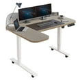 thumbnail image 1 of DEALTOPS 59" L-Shaped Electric Standing Desk with Power Strip, Height Adjustable Table with Mouse Pad, Khaki, 1 of 8