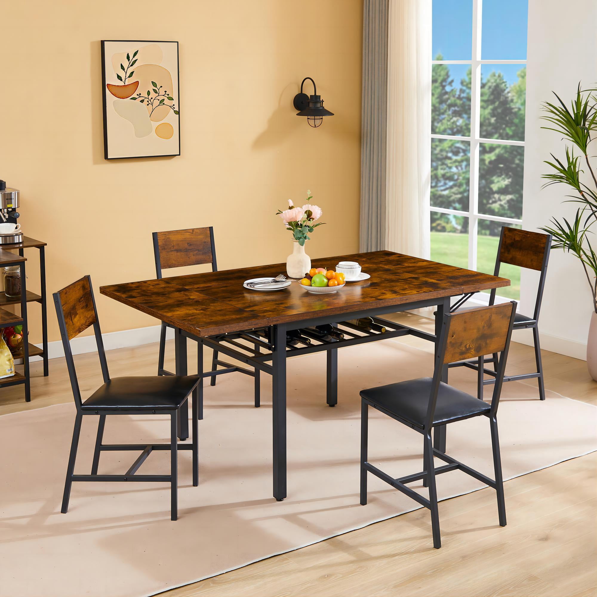 DEALTOPS 63.2'' x 35.5'' Folding Dining Table, 1.2 inches thick table top, Perfect for Dining Room, Living Room-Brown