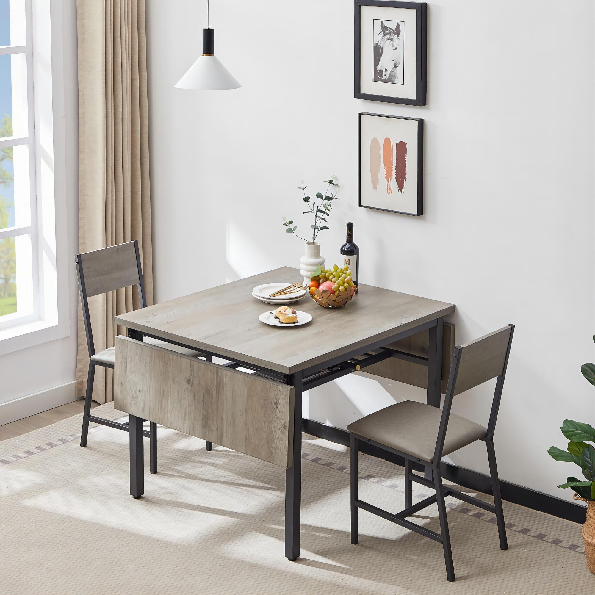 DEALTOPS 63.2'' x 35.5'' Folding Dining Table, 1.2 inches thick table top, Perfect for Dining Room, Living Room-Gray
