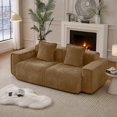thumbnail image 1 of DEALTOPS 79" Modern Velvet Cloud Couch, 2-Seater Modular Loveseat with 2 Pillows, Brown, 1 of 8
