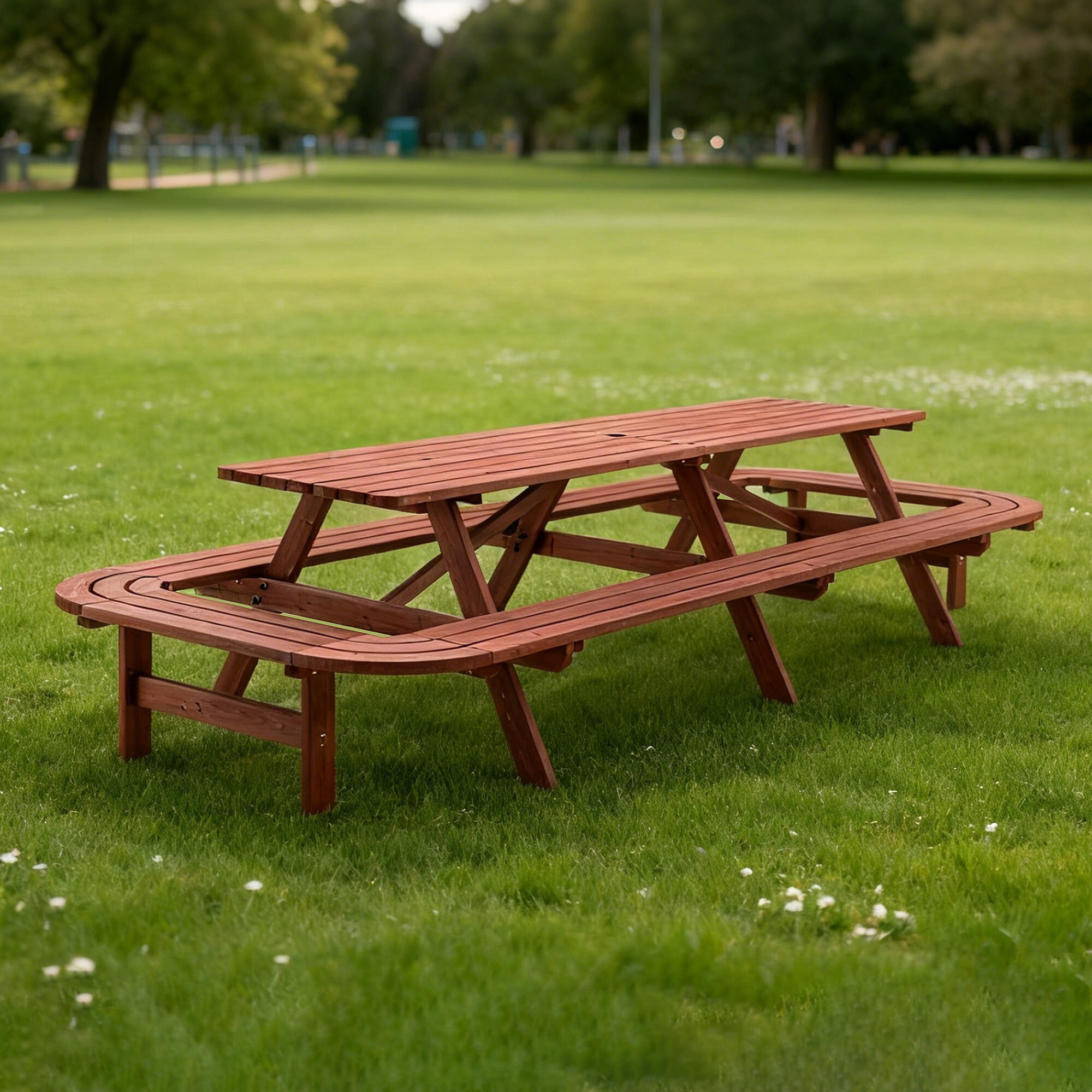 DEALTOPS 8ft Class Extra Long Picnic Table Seats 14-16, Heavy Duty Wooden Outdoor Party Dining Set for Patio