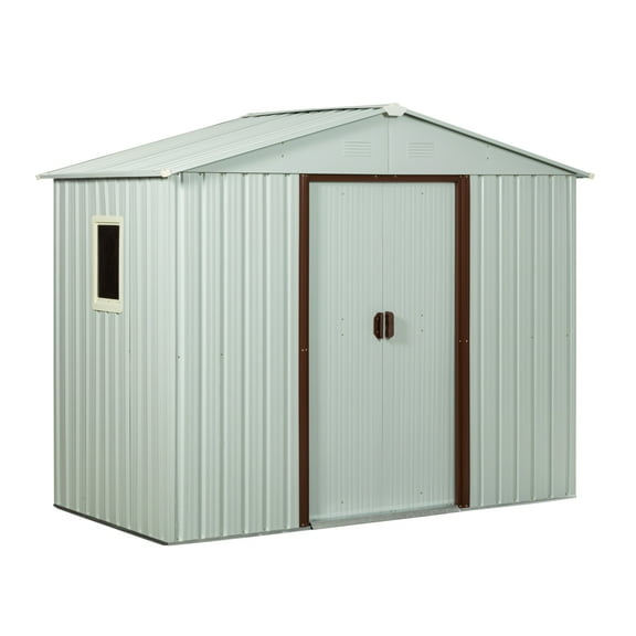 DEALTOPS 8ft x 4ft Outdoor Metal Storage Shed with window-White