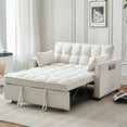 thumbnail image 1 of DEALTOPS Convertible Loveseat 55" 3-in-1 Multi-Functional Pull-Out Bed, White Velvet, 1 of 7