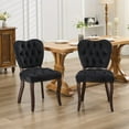 thumbnail image 1 of DEALTOPS French Vintage Tufted Upholstered Fabric Dining Chair,Set of 2,Black, 1 of 9