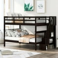 thumbnail image 1 of DEALTOPS Full-Over-Full Bunk Bed with Storage and Stairway for Bedroom, Dorm, Wood Bunk Bed, Espresso, 1 of 9