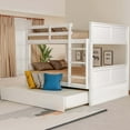 thumbnail image 1 of DEALTOPS Full Over Full Bunk Bed with Twin Size Trundle and Ladder for Kids and Adults, Wood, White, 1 of 10