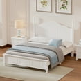 thumbnail image 1 of DEALTOPS Full Size Platform Bed, Retro Style Wooden Full Bed Frame Slat Support, White, 1 of 9