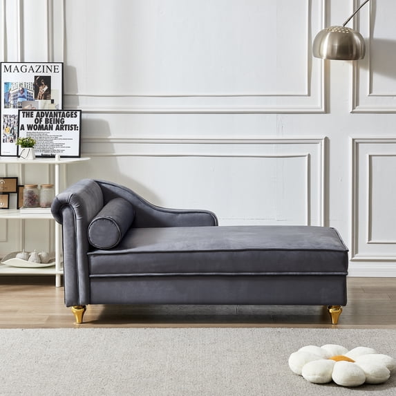 DEALTOPS Futon Sofa Chair with Storage Lounge Couch Modern Upholstered Sofa Recliner Lounge Chair for Living Room- Gray