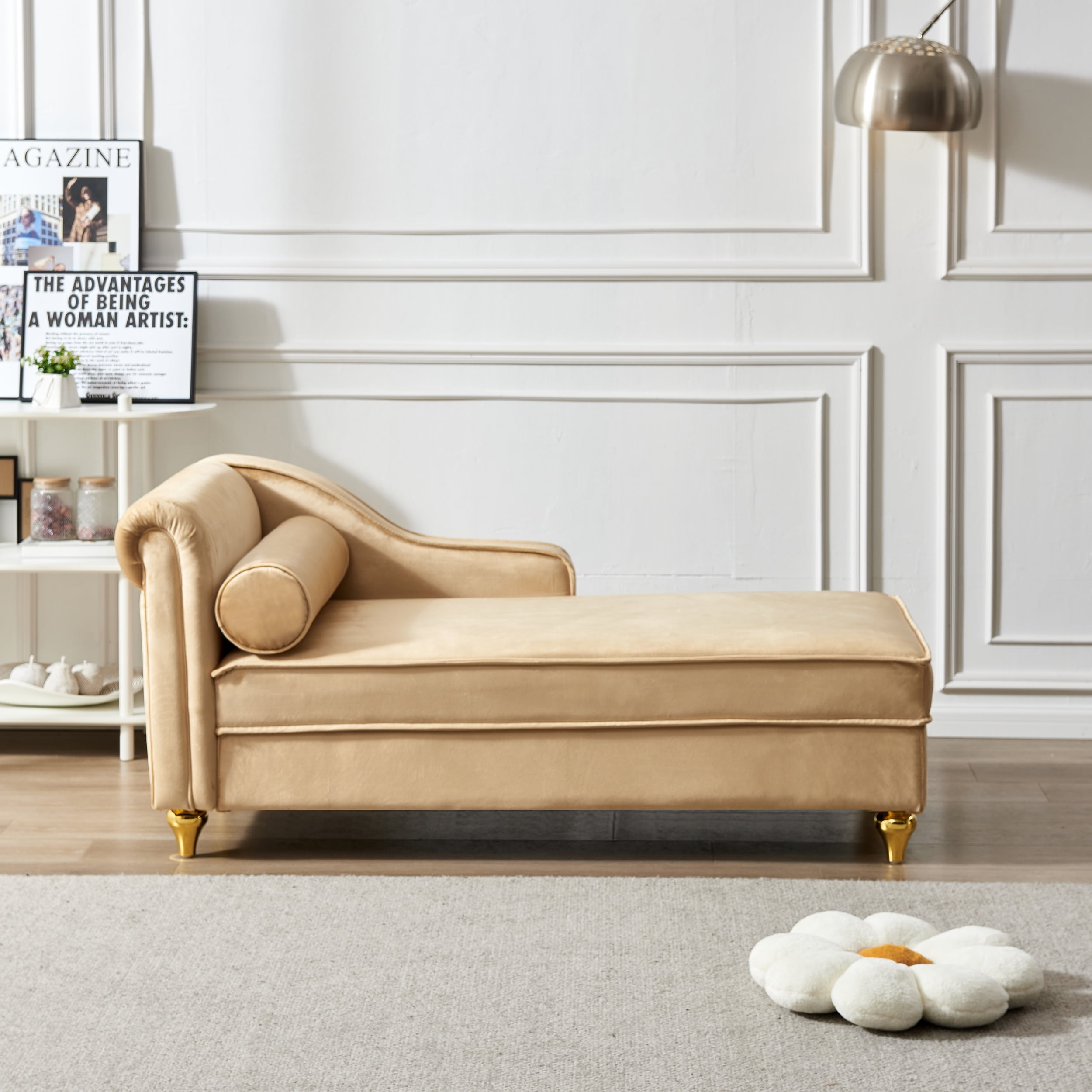 Dealtops Futon Sofa Chair with Storage Lounge Couch Modern Upholstered Sofa Recliner Lounge Chair for Living Room Khaki