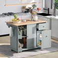 thumbnail image 1 of DEALTOPS Kitchen Island with Drop Leaf, 53.9" Rolling Kitchen Cart on Wheels with Storage Rack and Pull Out Cabinet Organizer-Grey, 1 of 11