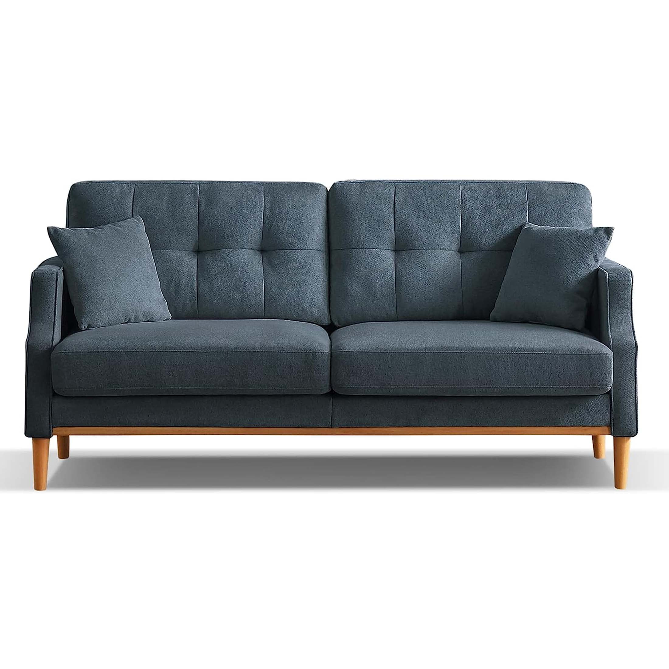 DEALTOPS Mid-Century Modern 3 Seat Sofa Couch, The Ultimate Comfort Experience Loveseat with Thick Cushions,Waterproof Fabric,and USB Port - Blue