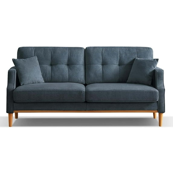 DEALTOPS Mid-Century Modern 3 Seat Sofa Couch, The Ultimate Comfort Experience Loveseat with Thick Cushions,Waterproof Fabric,and USB Port - Blue