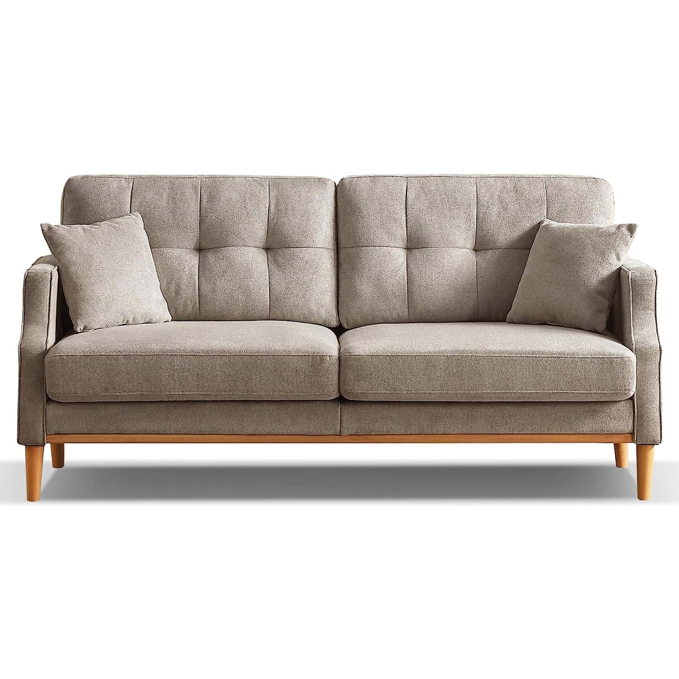 DEALTOPS Mid-Century Modern 3 Seat Sofa Couch, The Ultimate Comfort Experience Loveseat with Thick Cushions,Waterproof Fabric,and USB Port - Gray