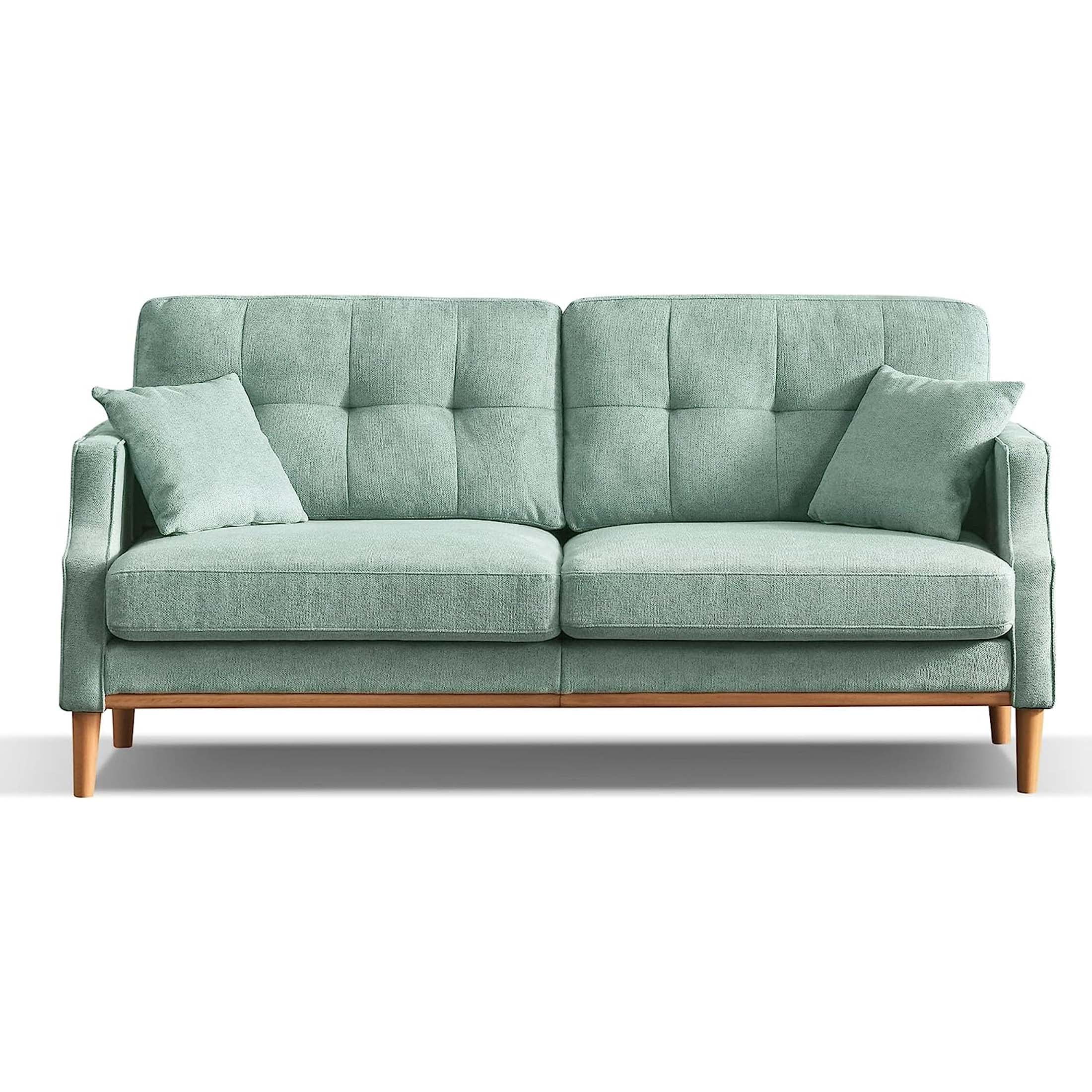 DEALTOPS Mid-Century Modern 3 Seat Sofa Couch, The Ultimate Comfort Experience Loveseat with Thick Cushions,Waterproof Fabric,and USB Port - Green