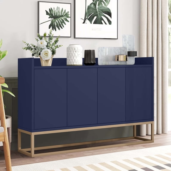 DEALTOPS Modern Sideboard with Large Storage Space and Rebound Device Doors for Dining Room - Navy