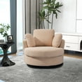 thumbnail image 1 of DEALTOPS Modern Swivel Chair with 3 Pillows, 360 degrees Swivel Barrel Accent Chair for Living Room, Bedroom - Light Camel, 1 of 1