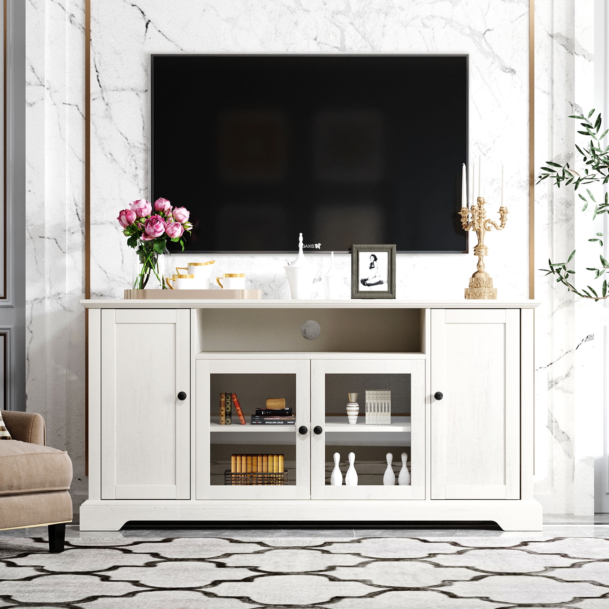 White tv console table discount