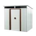 thumbnail image 1 of DEALTOPS Outdoor storage sheds 6FTx5FT Pent roof with Double Lockable Doors for Backyard Patio Lawn - White, 1 of 8