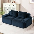 thumbnail image 1 of DEALTOPS Oversized Corduroy Loveseat, Sponge Filler Deep Seat 2-Seater Sofa for Living Room, No Assembly Needed, Blue, 1 of 9