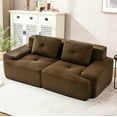 thumbnail image 1 of DEALTOPS Oversized Corduroy Loveseat, Sponge Filler Deep Seat 2-Seater Sofa for Living Room, No Assembly Needed, Brown, 1 of 9