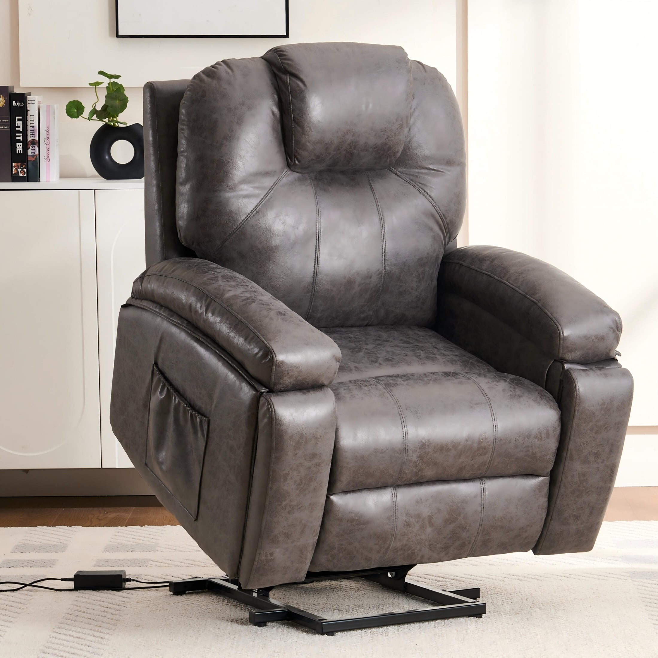 Leather Recliner Power Lift Chair Stuck In Up Position Lounge