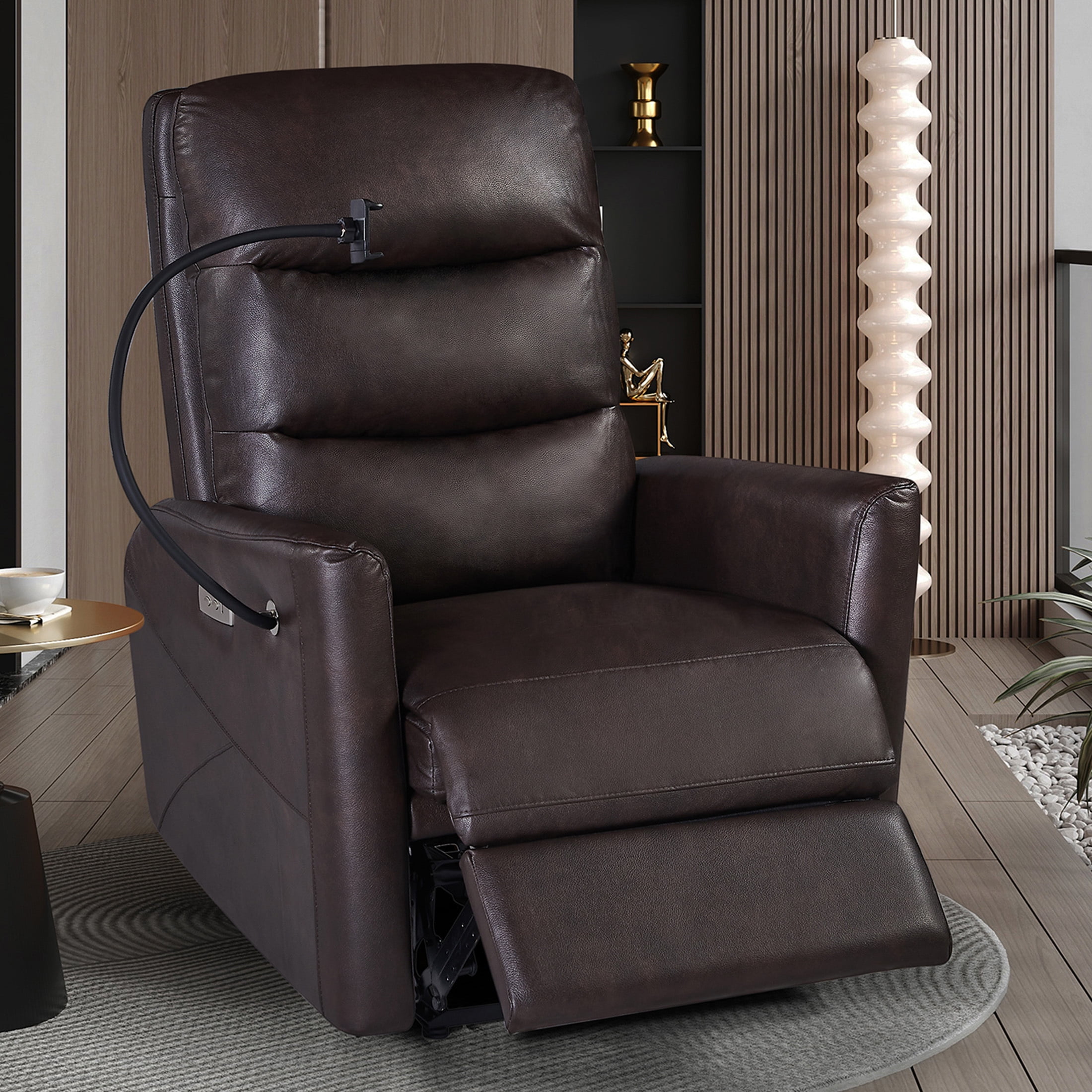 Fairyland Ergonomic Recliner PU Leather Adjustable Seat Footrest Quick Install Brown Walmart