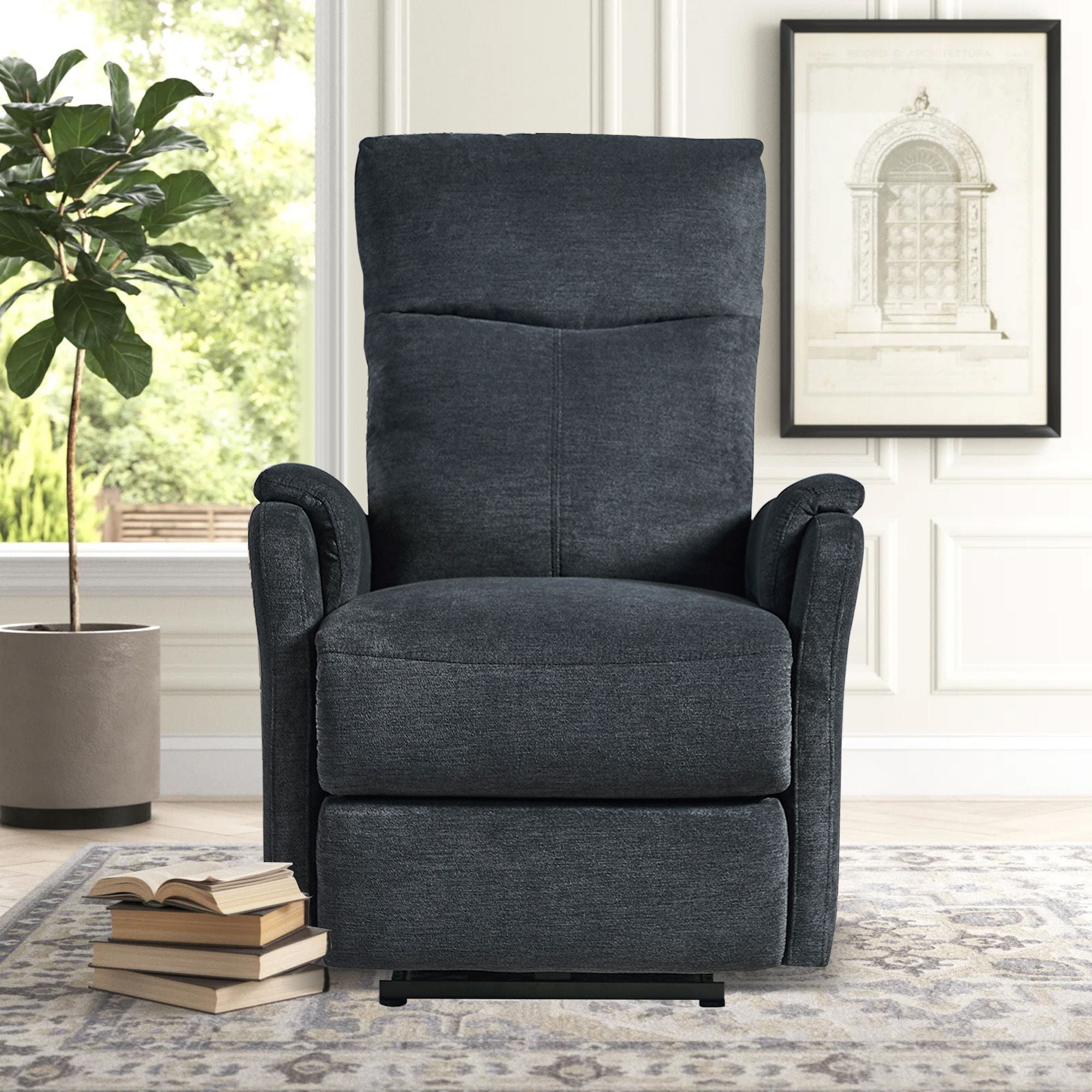 DEALTOPS Power Recliner Chair with USB Ports, Recliner Single Chair with Adjustable Footrest, Dark Gray