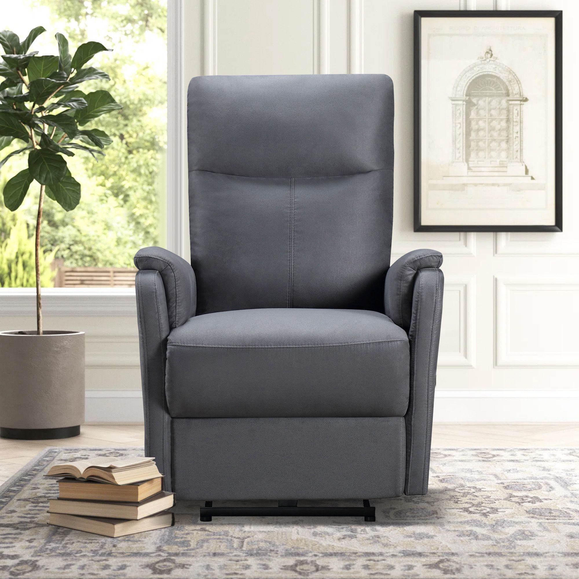 DEALTOPS Power Recliner Chair with USB Ports, Recliner Single Chair with Adjustable Footrest, Gray