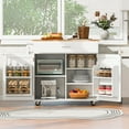thumbnail image 1 of DEALTOPS Rolling Kitchen Island Kitchen Cart with Rubber Wood Top, Drawer & Internal Storage Rack, Wheels, Adjustable Shelf - White, 1 of 12