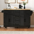 thumbnail image 1 of DEALTOPS Rolling Kitchen Island Storage Cart with Power Outlet, Drop Leaf, 5 Drawers & 2 Cabinets, Black, 1 of 11