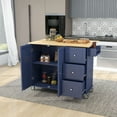 thumbnail image 1 of DEALTOPS Rolling Kitchen Islands with Storage Cabinets, Solid Wood Blue, 52.76 in, 1 of 14