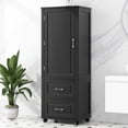 thumbnail image 1 of DEALTOPS Tall Spacious Storage Cabinet with 2 Drawers and Adjustable Shelves, Black, 1 of 6