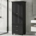 thumbnail image 1 of DEALTOPS Tall Storage Cabinet with Spacious Storage and Adjustable Shelf for Bathroom, Living Room, Black, 1 of 7