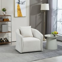 DEALTOPS Velvet Accent Chair with Wood Frame, Upholstered Swivel Chair with Waist Cushion For Living Room-White
