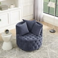 thumbnail image 1 of DEALTOPS Velvet Upholstered Swivel Chair for Living Room, with Button Tufted Design and Movable Wheels, Including 3 Pillows-Grey, 1 of 10