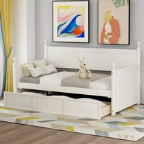 DEALTOPS Wood Daybed with Three Drawers ,Twin Size Daybed,No Box Spring Needed - White